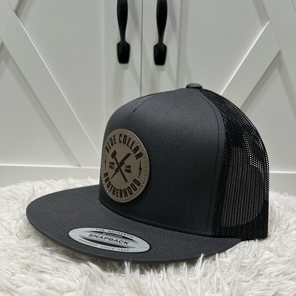 Flat bill SnapBack hat Blue Collar brotherhood
